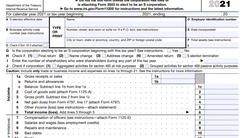 Where do I mail my S-Corporation Form 1120-S?
